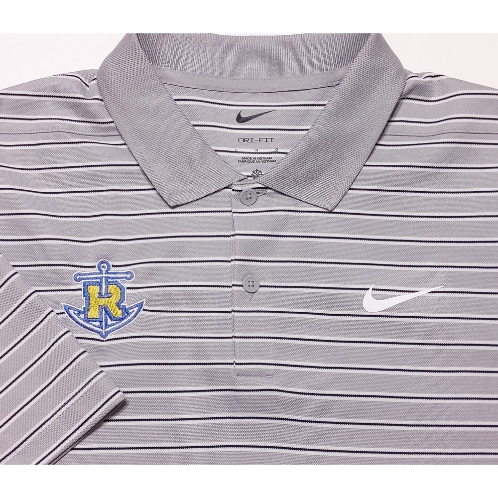 NIKE Rollins College Tars Performance Polo Shirt Gray Striped Large L